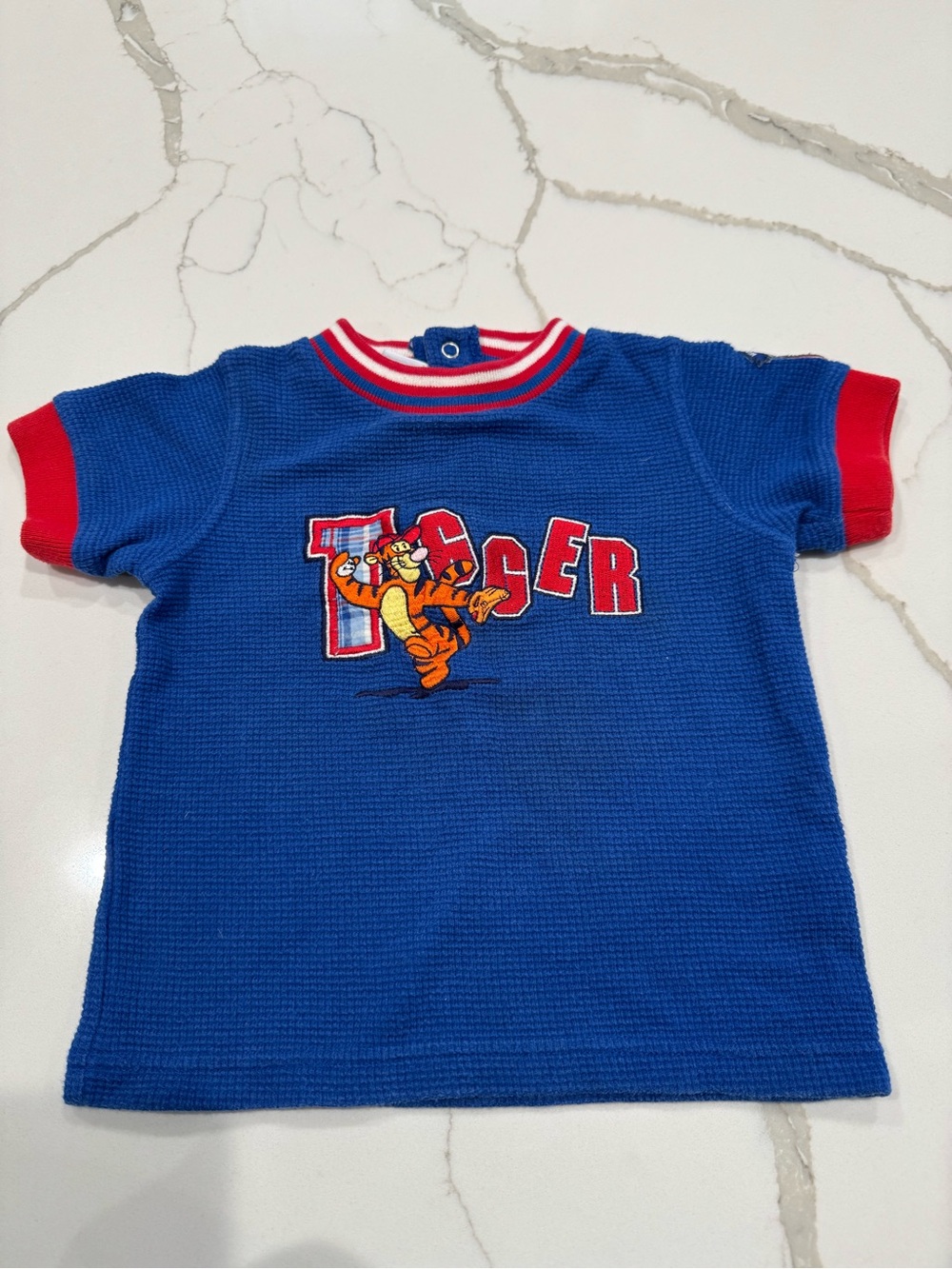 Disney Blue Tigger Short Sleeve Tee with Red Trim